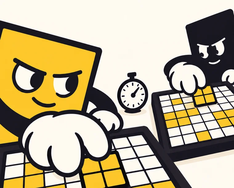 Block rivals race to clear their own puzzle boards.